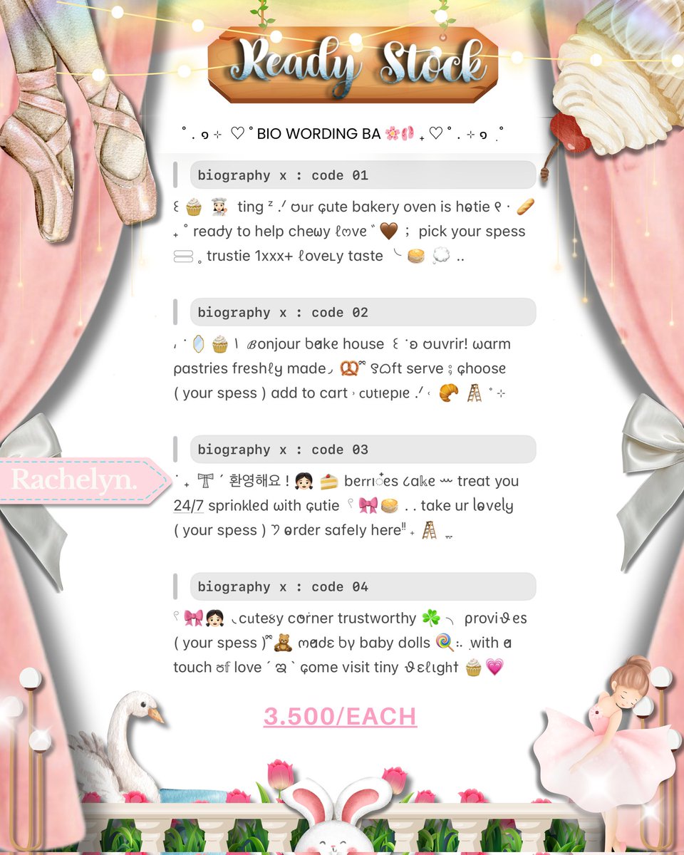 nwomil's tweet image. ୨୧┄ Help repost, tengkies! 🎀🐰 ꒱

Holla bubies! ୨୧ .. 👧🏻 chelyn kembali membawa ¡! ⋆ ࣪🪞. wording BIO ready stok for BA ˖ ִֶָ  🩰 siap kamu jemput now!🍦 3.500/each —· take 3 only 10.000 ᵎᵎ💓 scroll ALT &amp;amp; DM to unlock!  ִֶָ 𓂃 🐇 ࣪ ִֶָ 

t. #zonauang #zonaba rs wording