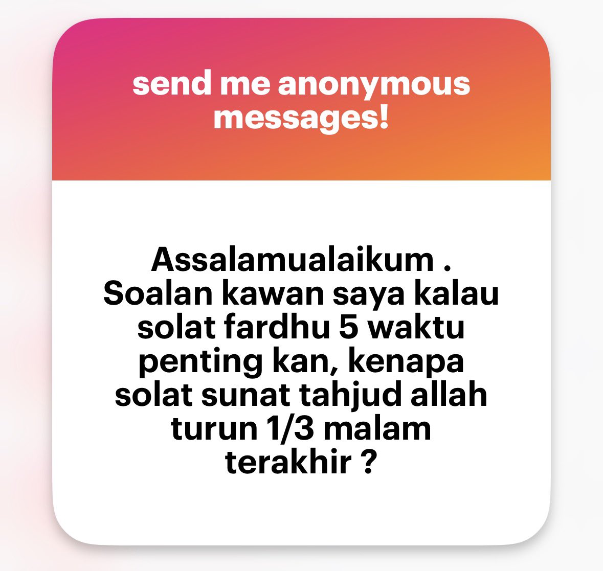 Waalaikumussalam 

Sebab solat fardu 5 waktu tersebut adalah ‘bare minimum’ seseorang yang mengaku muslim.

Kata Nabi ﷺ:

إنَّ بيْنَ الرَّجُلِ وبيْنَ الشِّرْكِ والْكُفْرِ تَرْكَ الصَّلاةِ.

Maksudnya: “Sesungguhnya yang memisahkan antara seseorang dengan syirik dan kekufuran