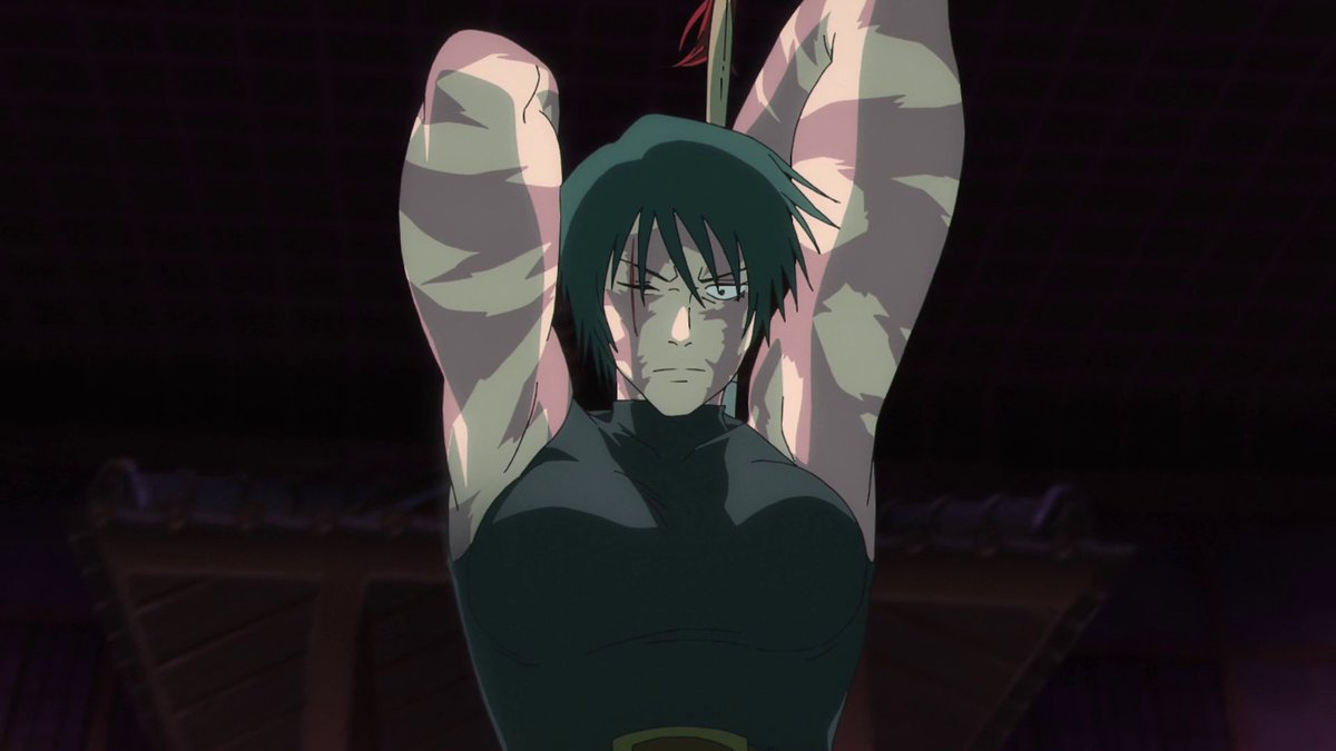 ชอบตรงที่ mappa ไม่ได้ลดกล้ามพี่มาคิ ไม่ได้ปรับให้ดู feminine ไม่ได้ปรับให้ตัวบางลง แถมยัง buff กล้ามพี่มาคิให้อีก ชอบตรงที่ไม่เสิร์ฟตัวเพรียวบางหน้าอกใหญ่เฉยๆ ตามสไตล์เมะหลายๆ เรื่อง