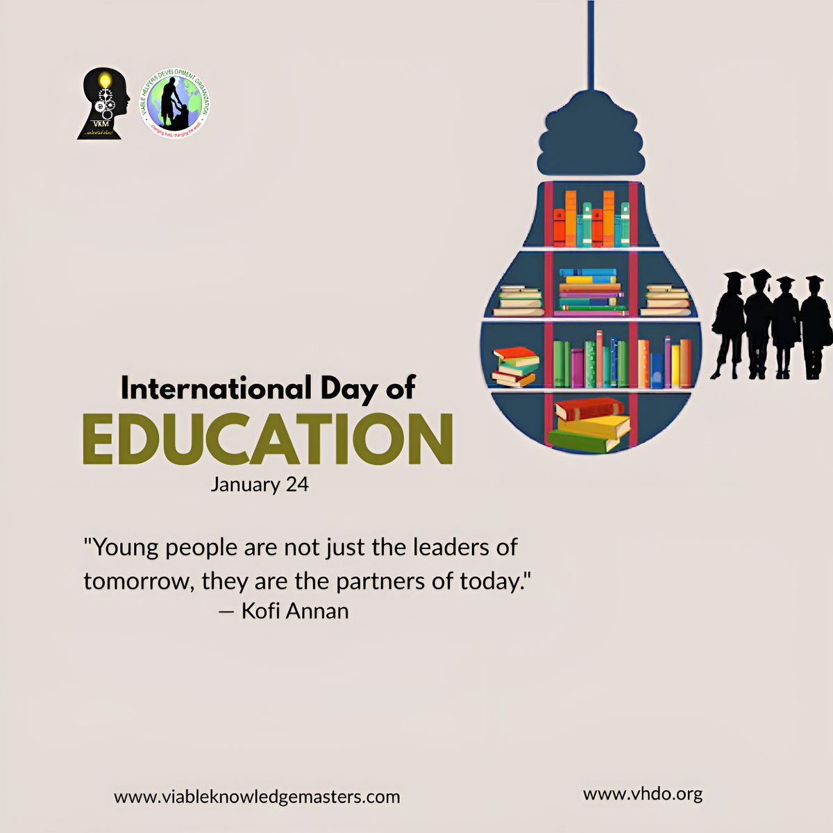International Day of Education | Jan 24, 2026

Young people aren't just learning, they're LEADING! Youth are agents of change, co-creating tomorrow's education systems.
Their innovation &amp; leadership transform education. Let's build a better world together.
#EducationDay2026