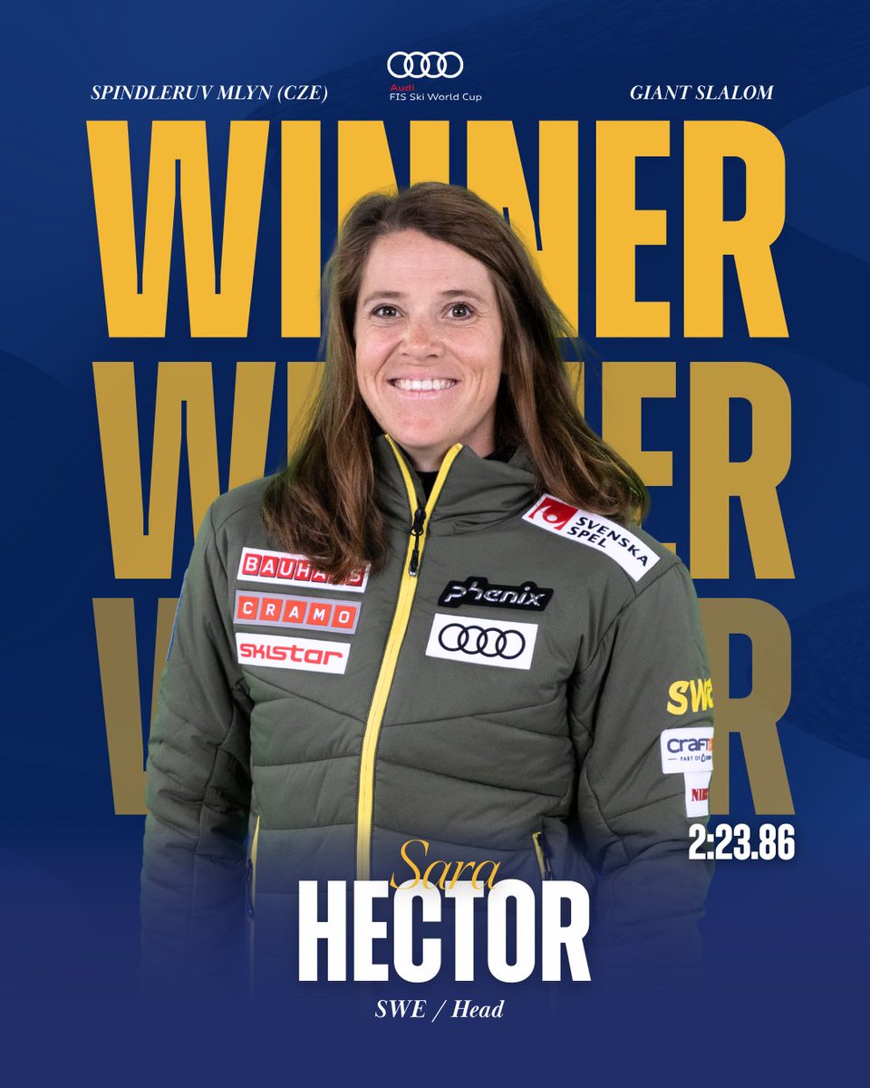 fisalpine's tweet image. SARA HECTOR 🇸🇪 WINS THE GS IN SPINDLERUV MLYN 🏆❄️

8th World Cup win of her career! First victory of the season for the Swedish star 🤩

🥈 Paula Moltzan 🇺🇸 (+0.18)
🥉 Mikaela Shiffrin 🇺🇸 (+0.23)

#FISAlpine #WorldCupSpindleruvMlyn