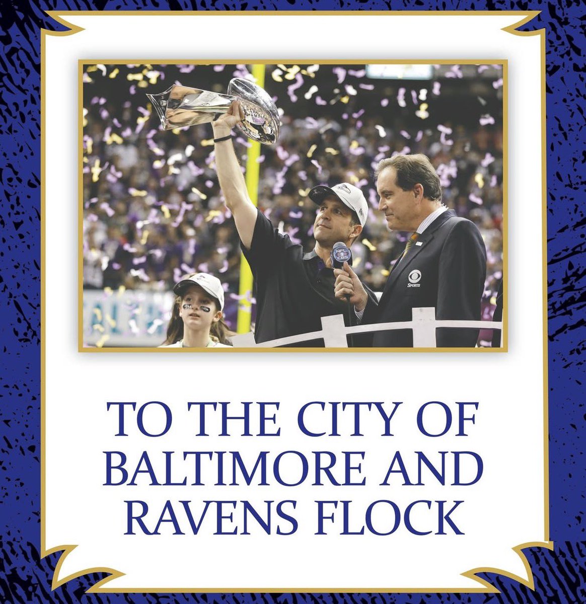 brianwacker1's tweet image. Former #Ravens coach John Harbaugh took out a full page ad in today’s Baltimore Sun thanking fans and the city