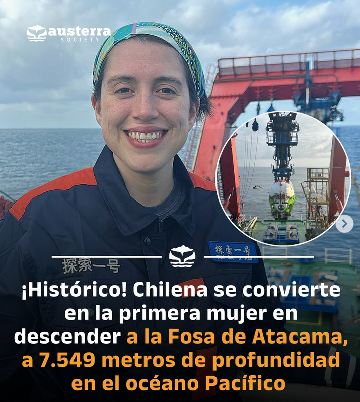 criordor's tweet image. Hito histórico para la ciencia chilena:
La fosa de Atacama tiene una profundidad de más de 8000 m. En este momento se están realizando estudios en una de sus partes más profundas, donde ayer la Dra. Valeria Cortés fue la primera mujer en descender a 7680 m en la fosa.