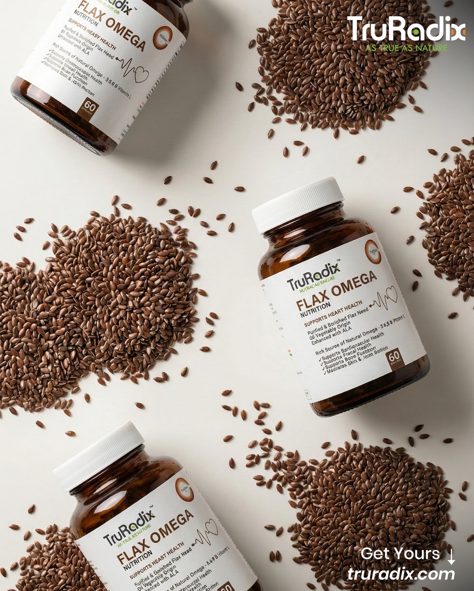 Support brain clarity, glowing skin &amp; hormonal balance with TruRadix Flax Omega 🌱 A clean, plant-based source of Omega-3 with zero fishy taste. Vegan. Powerful. Pure. 💚 #PlantBasedOmega #VeganWellness #BrainHealth #SkinGlow