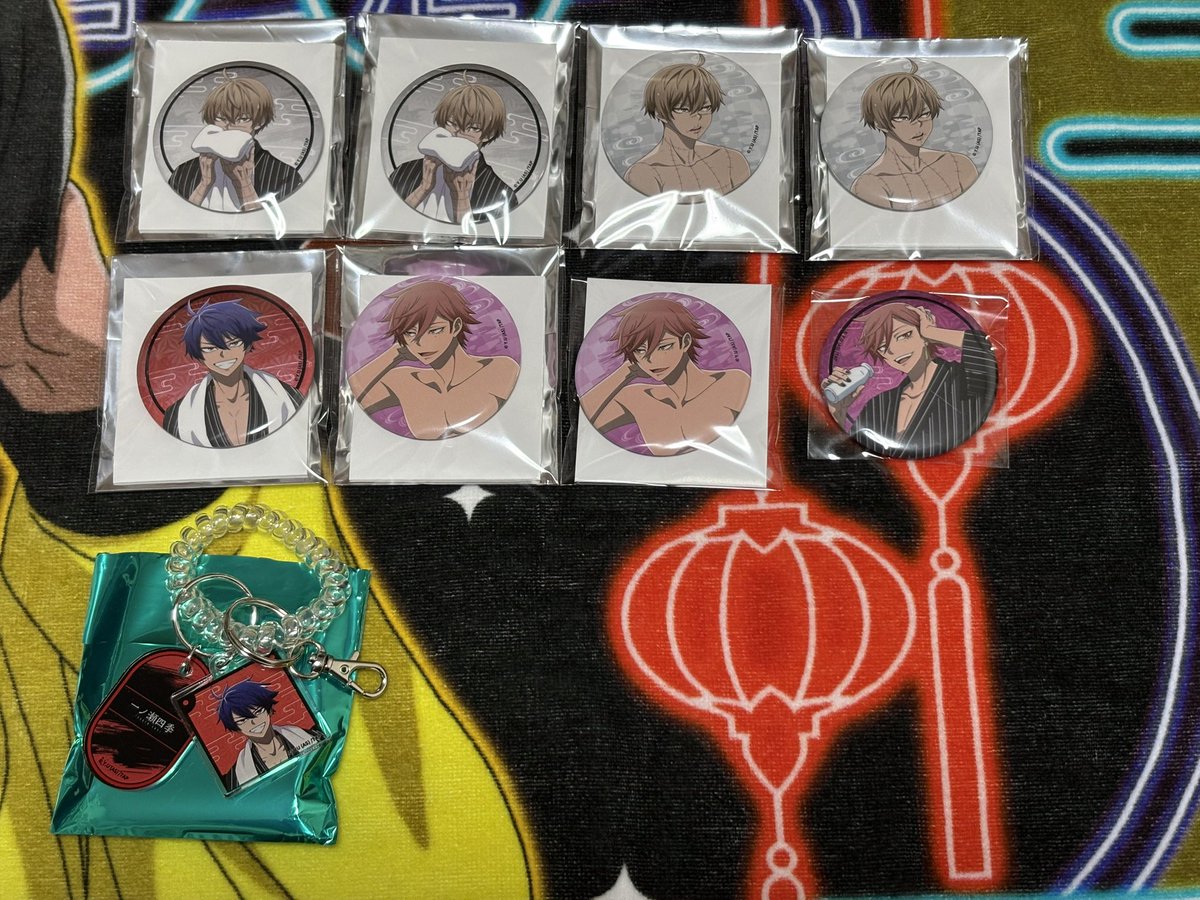 桃源暗鬼 極楽湯 缶バッジ タオル ロッカーキー 譲 一ノ瀬四季 皇后崎