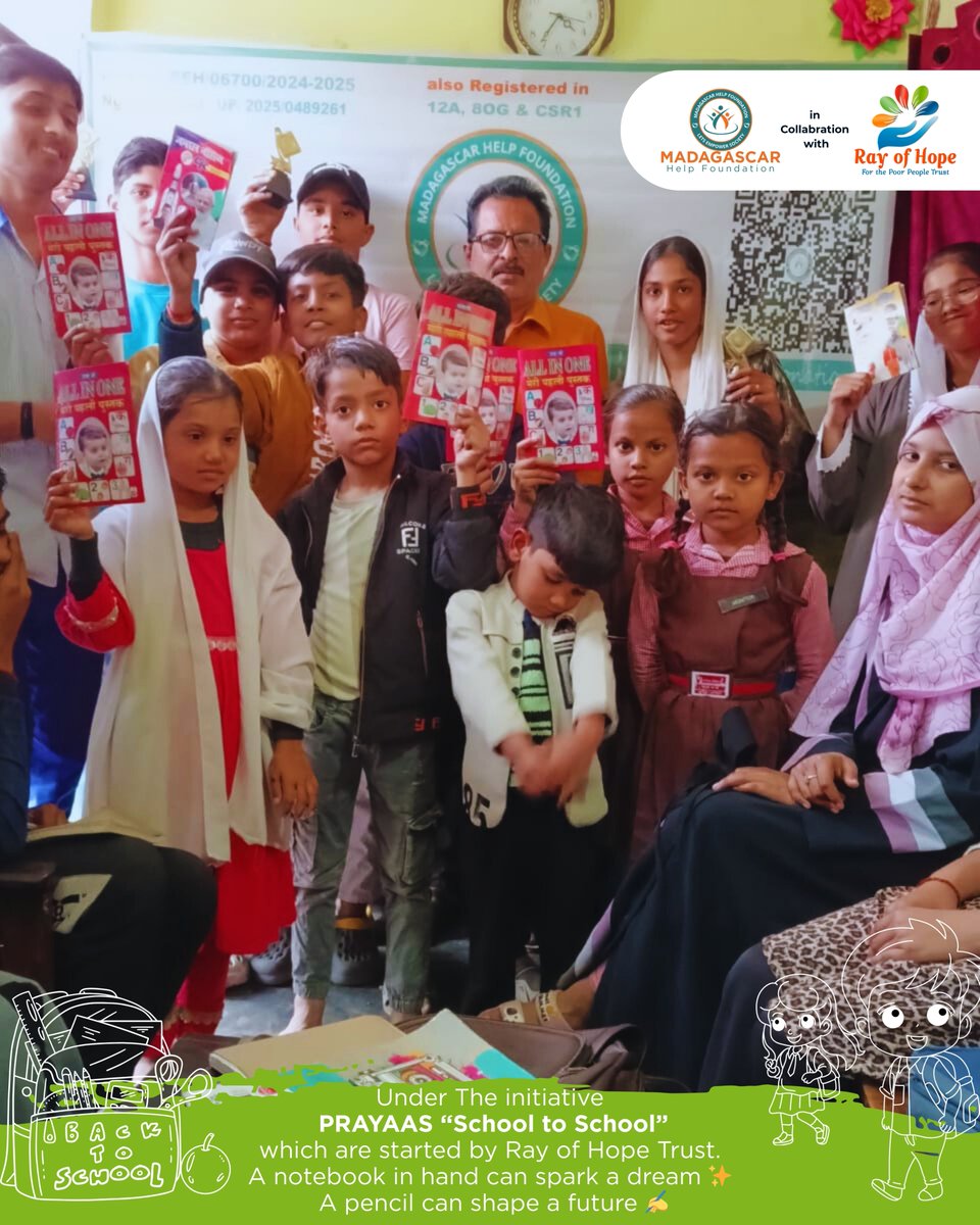 rayofhopetrust's tweet photo. 📚✏️ On #InternationalEducationDay, @RayOfHopeTrust &amp; @MadagascarHelp distributed stationery under Prayaas – School to School.
Small tools. Real learning.
#EducationForAll #SDG4 https://t.co/mfbCkZRHZD