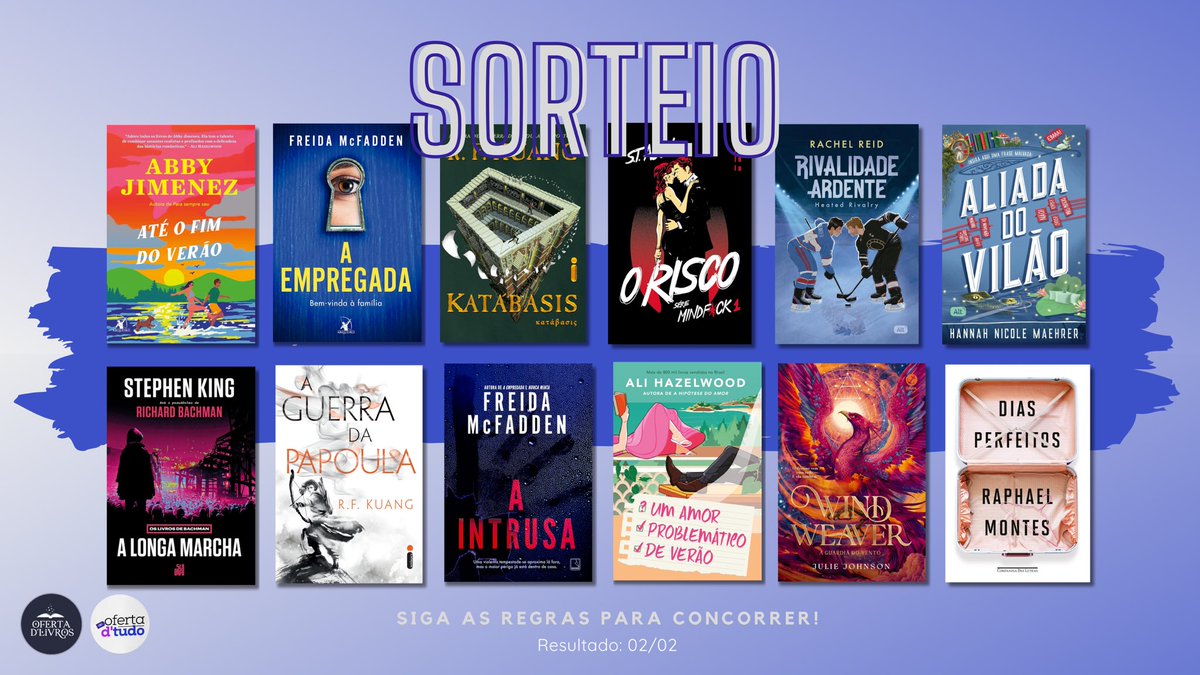 SORTEIO!!! 🚨

Quer concorrer a um dos livros da imagem ou R$50 no Pix?
Basta seguir as regras: 

— seguir <a href="/ofertadlivros/">Oferta D'Livros</a> e <a href="/ofertadtudo/">Oferta D'Tudo: Cupom e Descontos</a>.
— dar RT e like neste tweet.

Apenas um ganhador. 
📆 Resultado: 02/02.