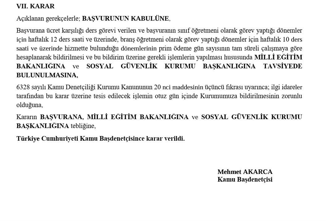 🚨 ÖNEMLİ KARAR!

Kamu Denetçiliği Kurumu (KDK), ücretli öğretmenlerin SGK primlerinin tam gün üzerinden yatırılması gerektiğine hükmetti.