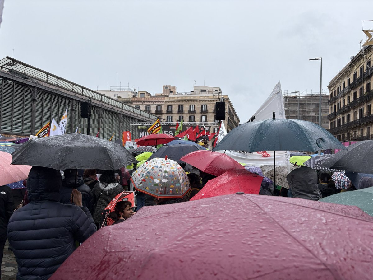 Al carrer, amb pluja i vent, en defensa de l’educació pública i la millora de les condicions laborals i salarials de mestres, professorat, personal d’atenció educativa, personal d’administració i serveis. Els col.lectius professionals als centres educatius exigim millores!