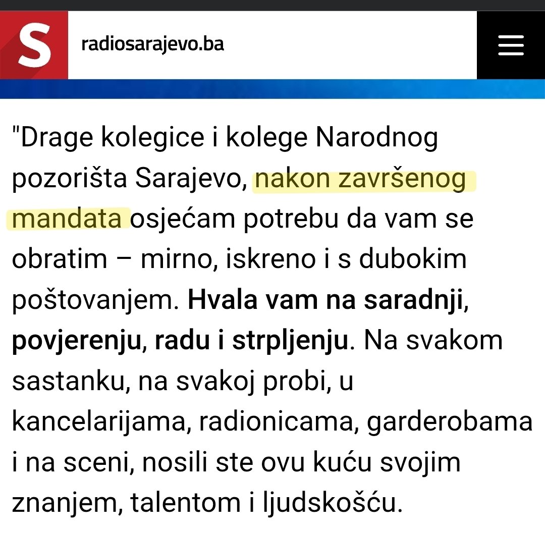 ElvirBecirovic2's tweet photo. Kakvo je ovo novinarsvo? Kao, Mustafić se povlači. Tek u tekstu napišu da mu je mandat istekao a ni spomenuli nisu da ide na novu funkciju. Direktorsku, dakako! https://t.co/5RlPmXBEc9
