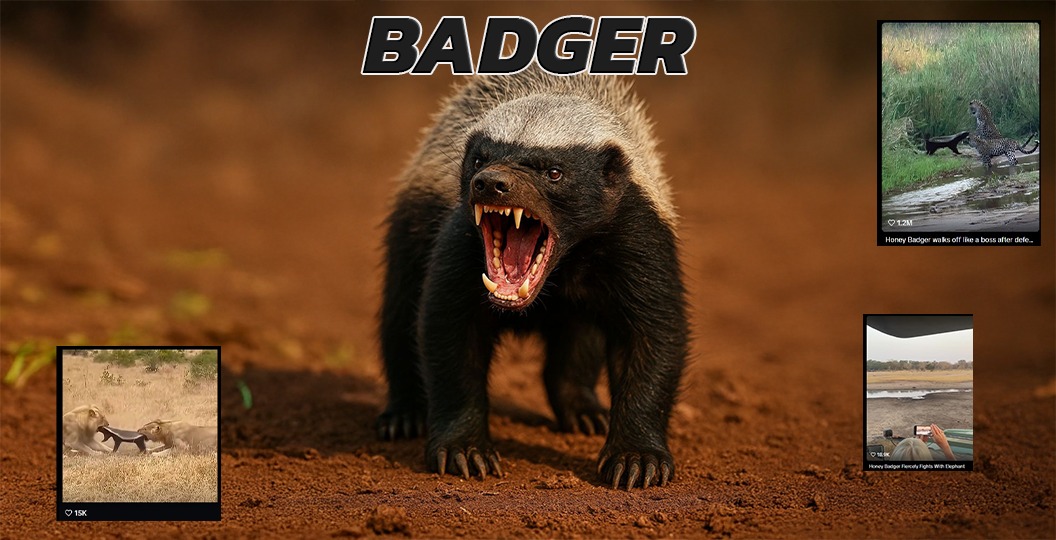 Stuevni's tweet photo. Honey Badger are considered extremely tough and fearless animal.
The honey badger stands its ground against anything, no matter the danger.
It always takes what it wants.

Be A Honey Badger

More than 1b+ views in all the platforms.
Youtube video has more than 100m views.

https://t.co/UiTNo0F5Mq

https://t.co/3Navlf1Sl6