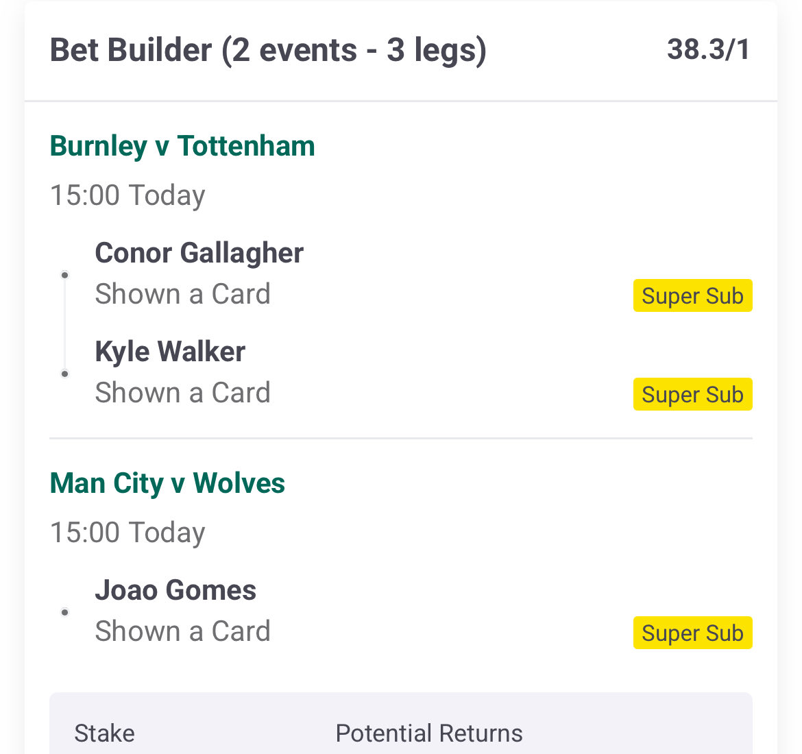 Yellowcardtips's tweet image. 🚨 3PM PREMIER LEAGUE ALERT 🚨

🟨 3/1 Card Single

🟨🟨 15/1 Card Double

🟨🟨🟨 38/1 MASSIVE Card Treble 💥

Multiple games, plenty of battles 👀

#bettingtwitter #gamblingtwitter #footballtwitter
#ukbetting #ukpunters
#premierleague #epl #matchday
#cardbets #footballbets #acca