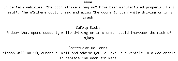 CanadianRecalls's tweet image. Safety Recall for 2026 NISSAN KICKS Structure. Approx. 843 units affected.