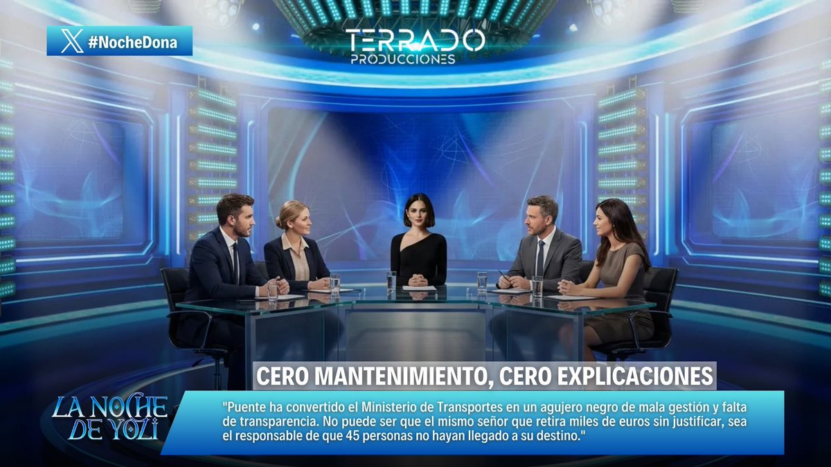 ⚫ "Puente ha convertido el Ministerio de Transportes en un agujero negro de mala gestión."

💸 "Es inaceptable que quien retira miles de euros sin justificar..."

🚂 "Es el responsable de que 45 personas no llegaran a su destino por negligencia."

🌙 #NocheDona