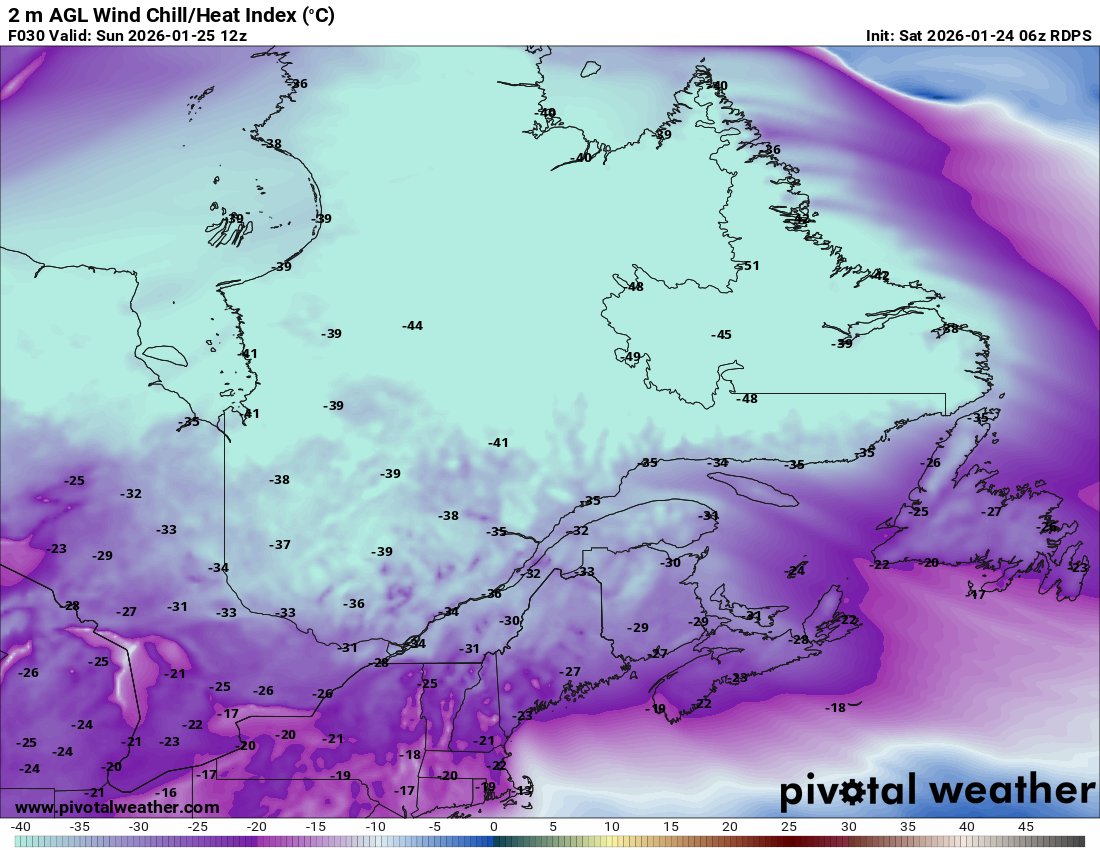 kellymbutt's tweet image. Cold wind chills for all of #NLwx tonight (and into tomorrow).

Newfoundland will feel like the -20s to near -30, except -30s for parts of the GNP.

Labrador wind chills: -30s and -40s except feeling like -50 for Lab West.