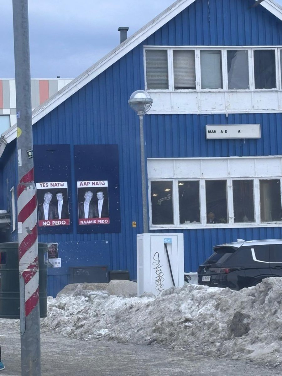CaitlinDoornbos's tweet image. Protesters plastered Greenland with posters showing a photo of President Trump alongside Jeffrey Epstein and the slogan, “YES NATO, NO PEDO,” blasting the president’s push to acquire Greenland — even after he insisted Thursday he wouldn’t launch a military invasion.