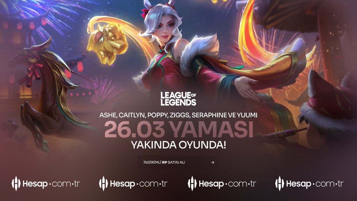 Ay Festivali Fişek Gibi Geliyor! 🎆✨

Ay Festivali coşkusu 26.03 Yaması ile Sihirdar Vadisi’ni aydınlatıyor!Havai Fişek Ashe, Caitlyn, Poppy, Ziggs, Seraphine ve Yuumi kostümleriyle renkli efektler, festival ruhu ve patlayan görseller seni bekliyor.

RP ihtiyaçların için