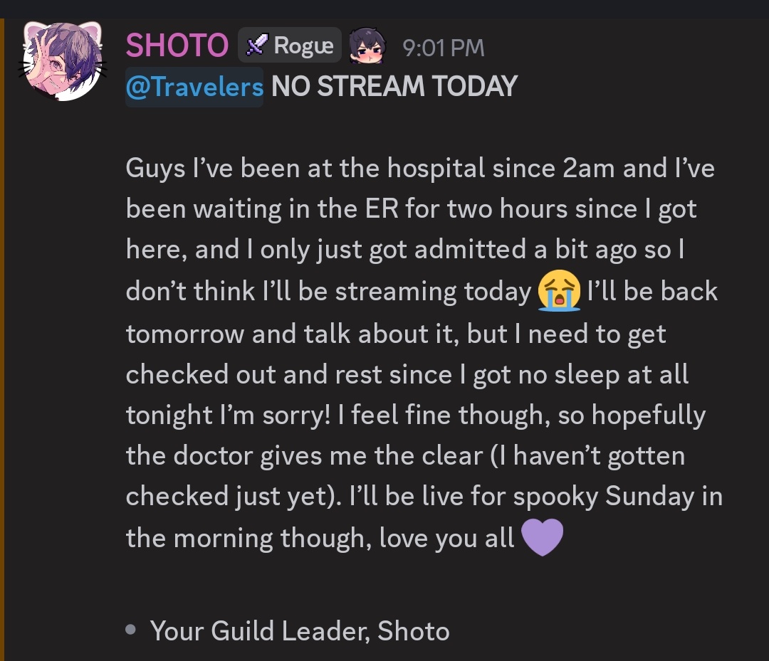 โชโตะเข้าโรงบาลวันนี้เลยมาสตรีมไม่ได้ ไม่รู้เป็นอะไรแต่ขอให้หายไวๆ สุขภาพแข็งแรงนะ 🥺💜