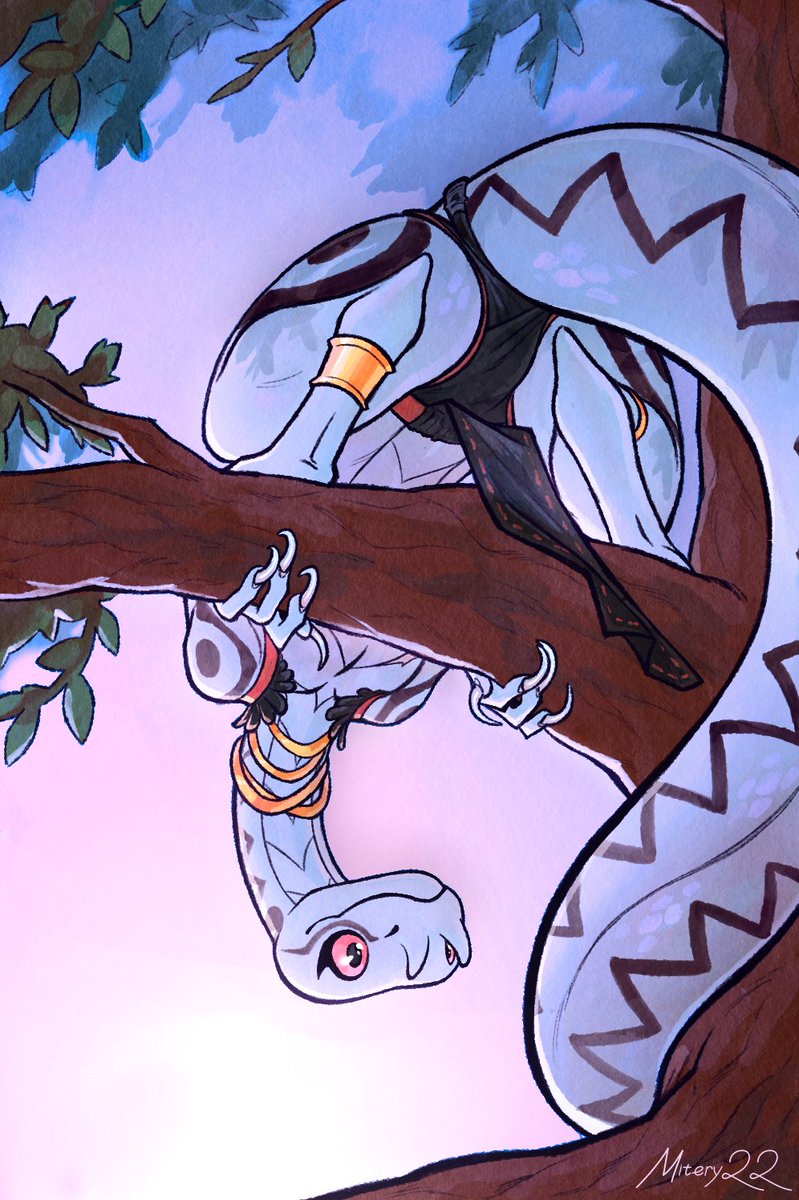 Ooops, who's that?

I try to get back into the working condition by drawing Yussa. I really like to draw her silly snake face <3
And yes, I'm hooked on watercolor brushes... So this style will stay with me for a long time :D