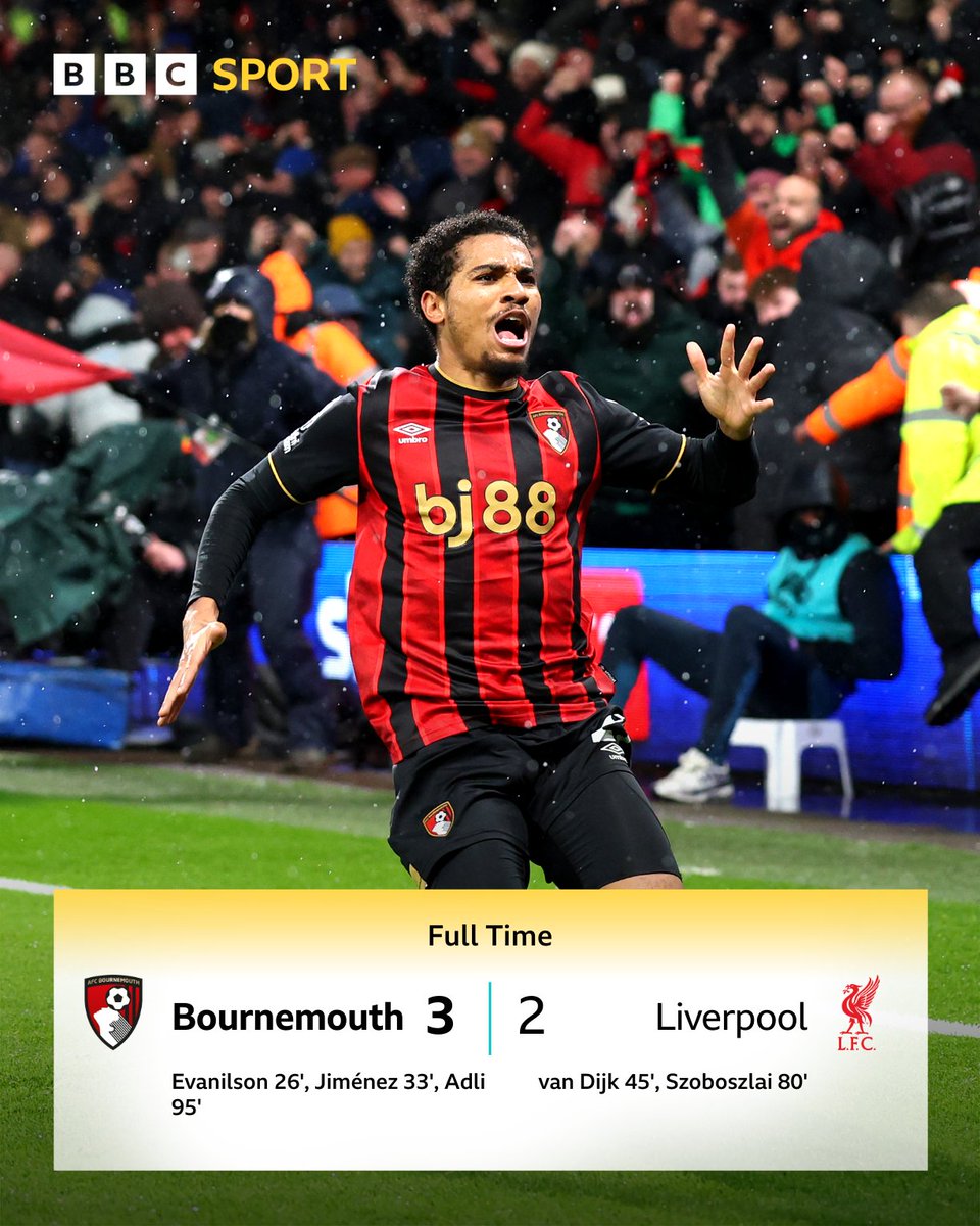solentsport's tweet image. FULL-TIME ⏰

#AFCB steal all three points at the death courtesy of an Amine Adli last gasp winner😍

How are you feeling after that one, #AFCB fans? 😅

Match reaction to come on @BBCRadioSolent and @BBCSounds ⬇️
bbc.co.uk/programmes/m00…