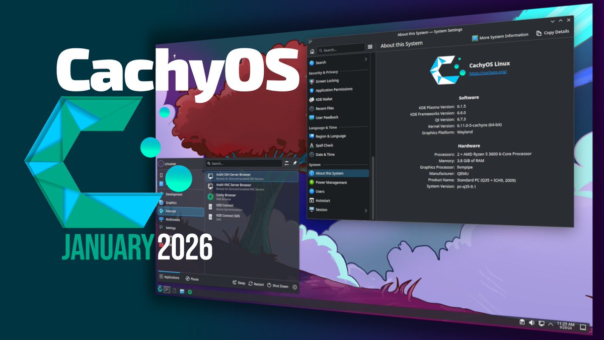 linuxiac's tweet photo. Arch-based CachyOS's January 2026 update lands with a reworked installer, Wayland Live ISO, Plasma Login Manager, and gaming and hardware improvements.
https://t.co/3KxePC34R9

#CachyOS #Linux #OpenSource https://t.co/jFTOlI0SJQ