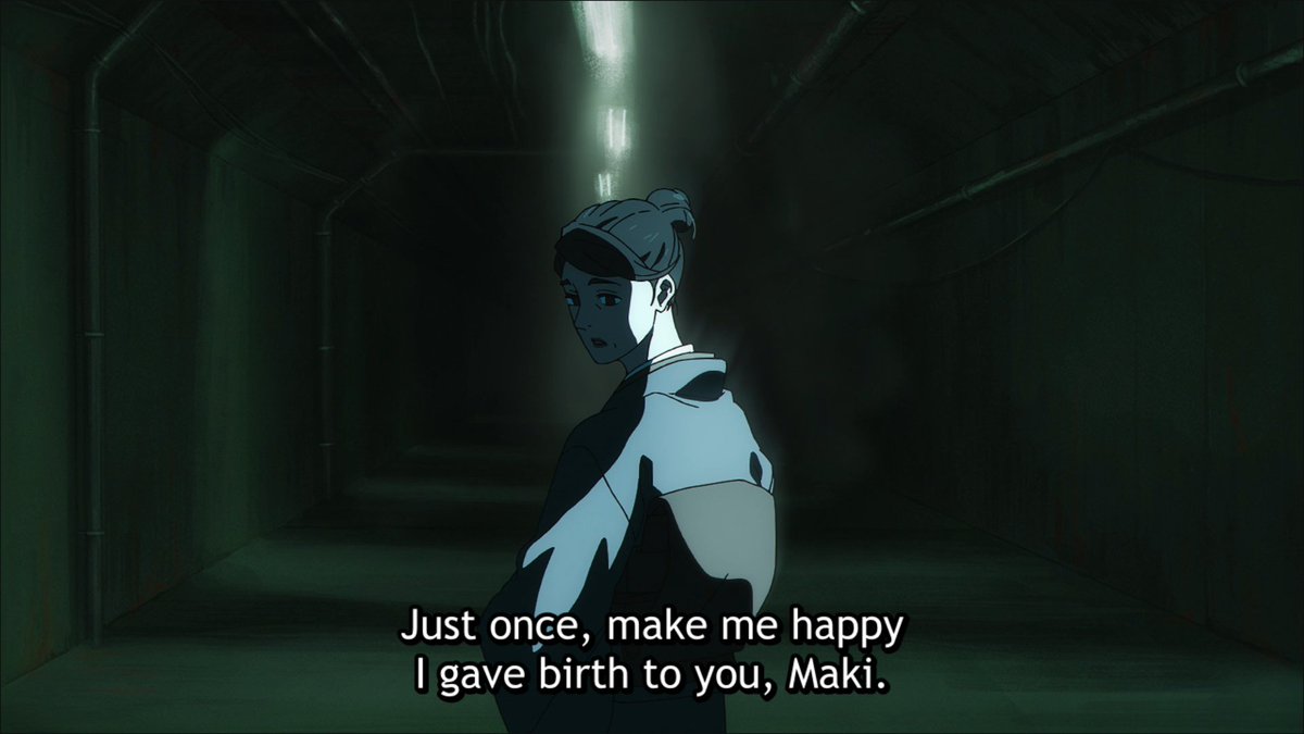 Sad detail, her words/tone don't match her body language at all &amp; she turns around only when her expression becomes normal, probably because she views herself as just a pretty face, as decoration, to the point where she refuses to look "ugly" even in front of her own daughter.