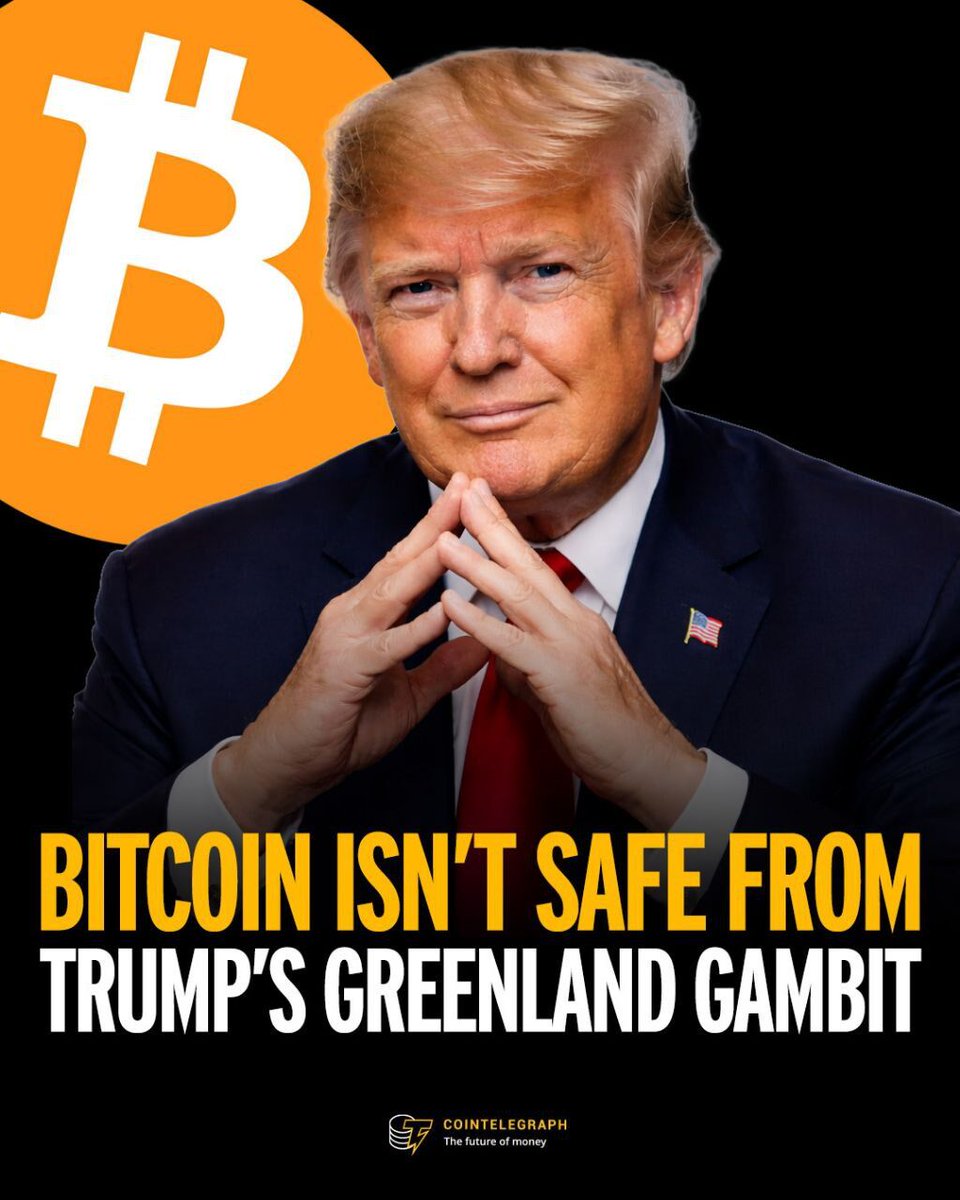 Cointelegraph's tweet image. 🚨INSIGHT: BTC is swaying with every mention of Greenland by Trump.