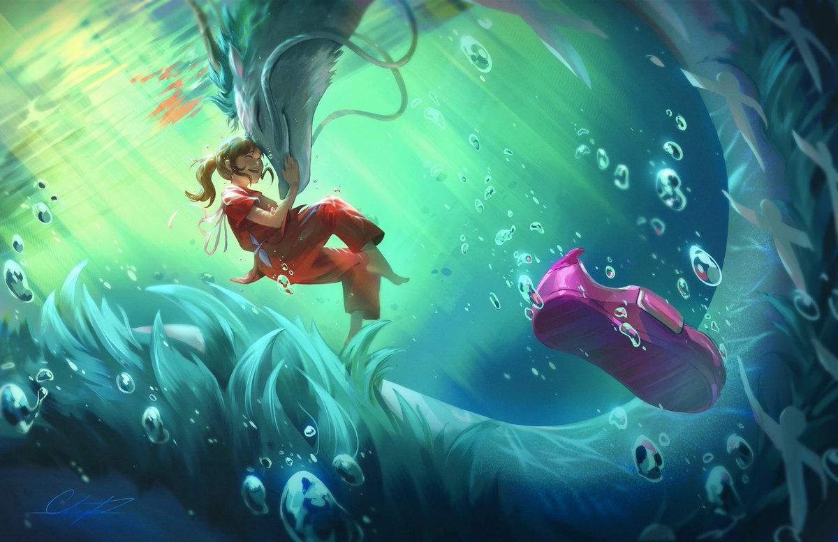 Partaytoes's tweet image. some art for my all time favorite childhood movie, spirited away. 🐉🌊🏮✨i felt like i could never do this movie justice so i never drew anything for it but i like this one that i made :3 

🏷 #digitalart #illustration #spiritedaway #anime #studioghibli