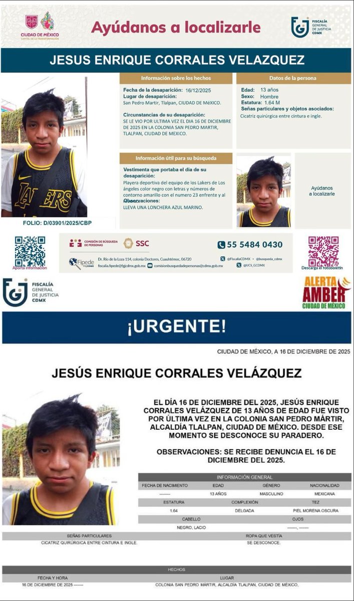🚨Por favor, ayuda para difundir, Jesús Corrales tiene solo 13 años. RT infinito por favor,que las autoridades se ocupen de este caso que parece les es indiferente 😳