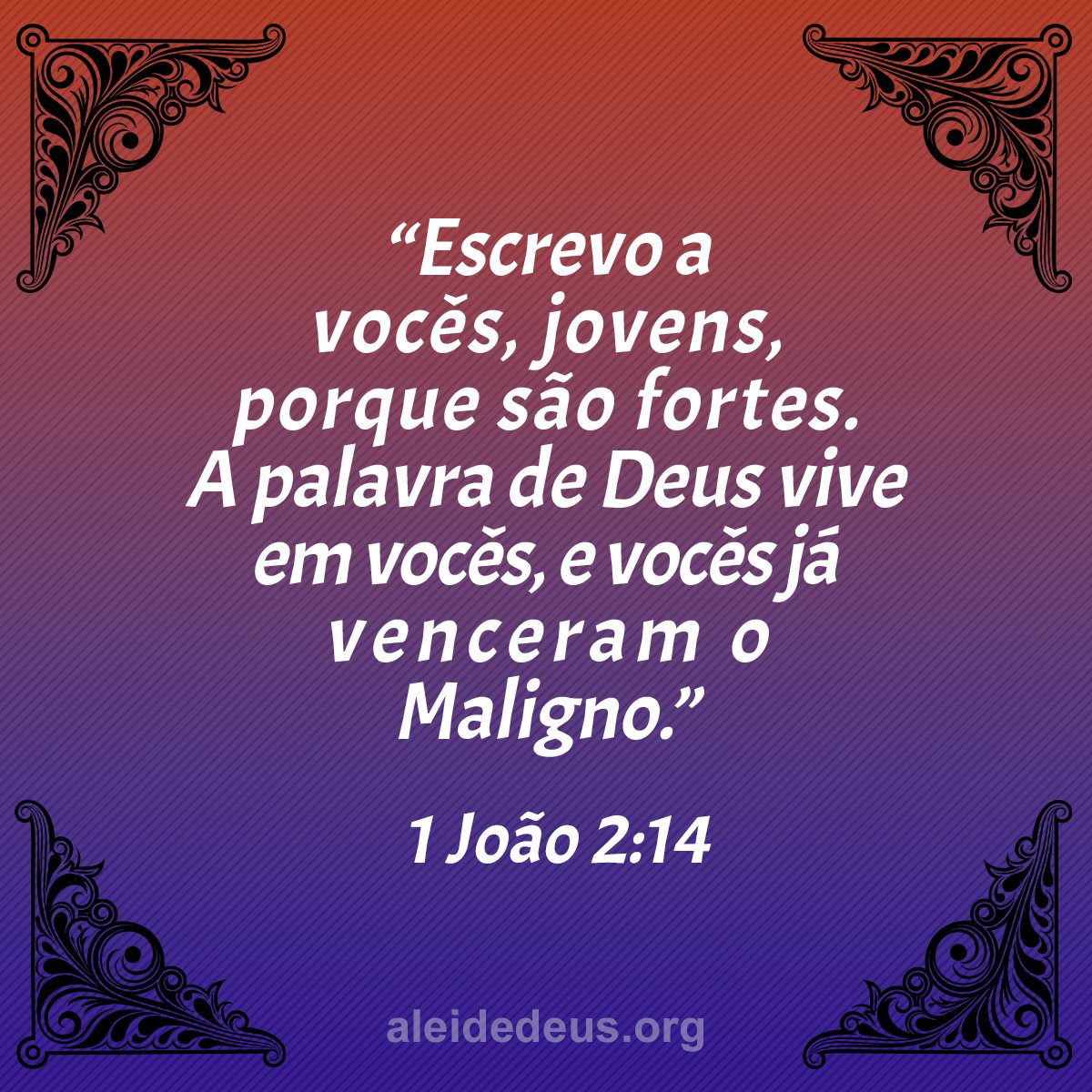 aleidedeus's tweet image. Jovens, vocês já venceram o Maligno...