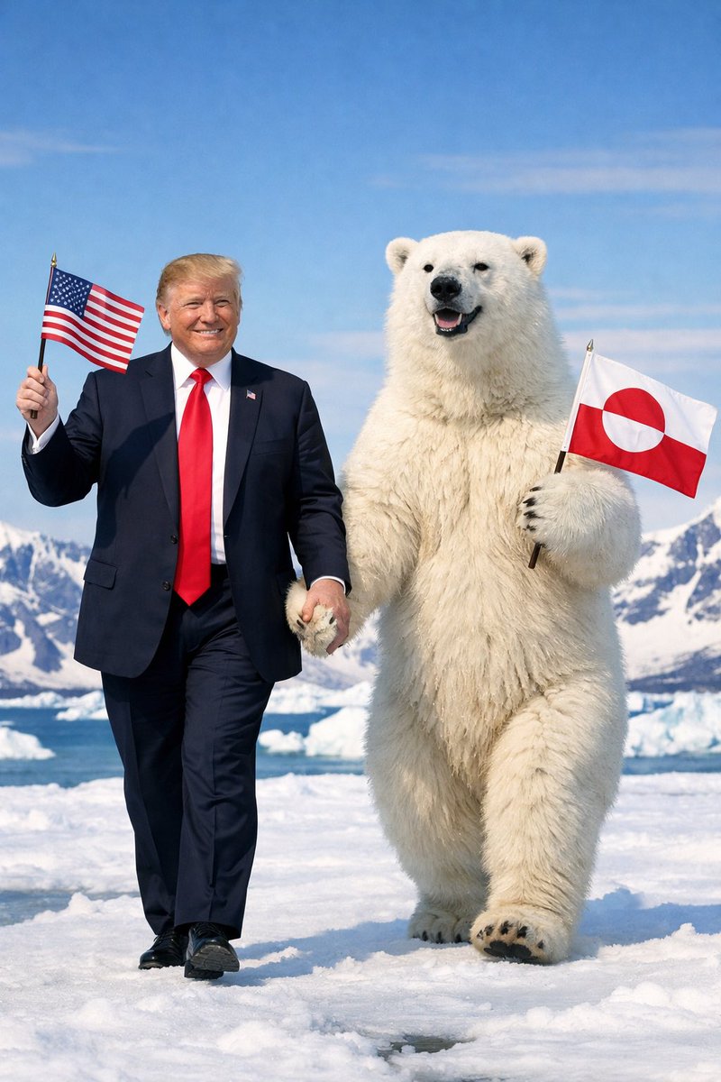 PEGGIMARTIN's tweet photo. @MAGAVoice Because penguins did not live in Greenland here is a more accurate photo courtesy of AI https://t.co/LEFEMaXmgR