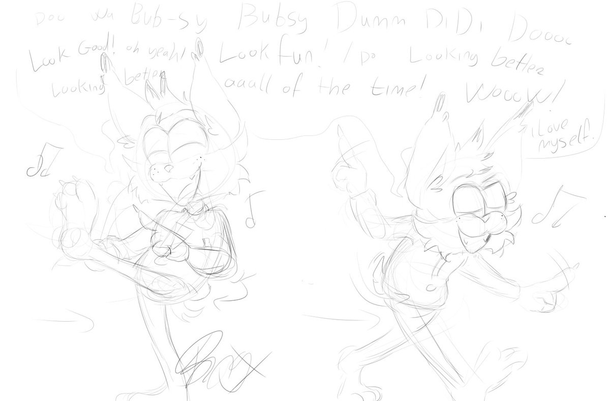 Bringx666's tweet photo. Listened all the Bubsy3d voicelines bc i was curious what other voiceline Bubsy says in that game and i found one where he sang about himself and i found it too adorable i drew him dancing on it dhdhdh #Bubsy #Bubsy3D https://t.co/kkDgPsqJIB