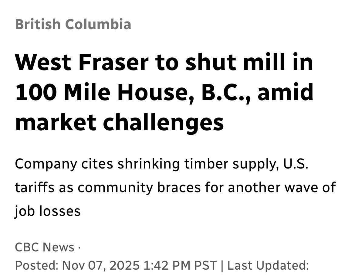 mortimer_1's tweet image. Here is the last few months for the BC Forestry sector in 4 photos

@rparmar_BC and @Dave_Eby should resign. Their ideological forest policies over the last 8 years are now fully be felt when combined with duties and tariffs

@AaronGunn @yuri_fulmer @NVanCaroline