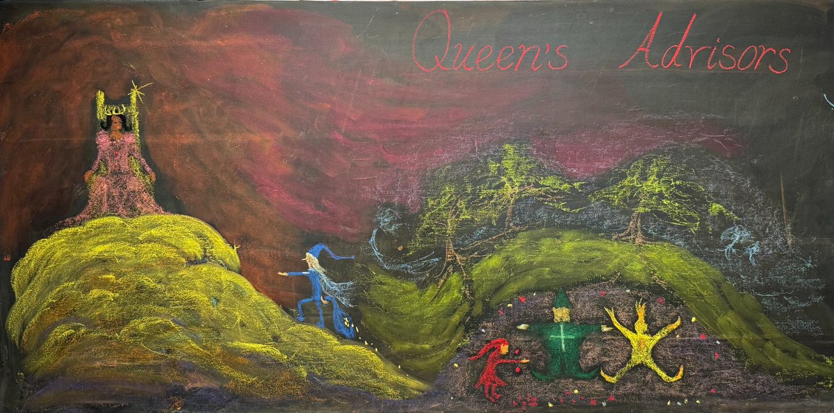 A beautiful chalkboard and an unfolding story as our 2nd graders explore the four processes during Math Block. Hands-on learning, inner pictures, and imagination bring math to life.

#SecondGrade #MathBlock #ExperientialLearning #ChalkboardArt