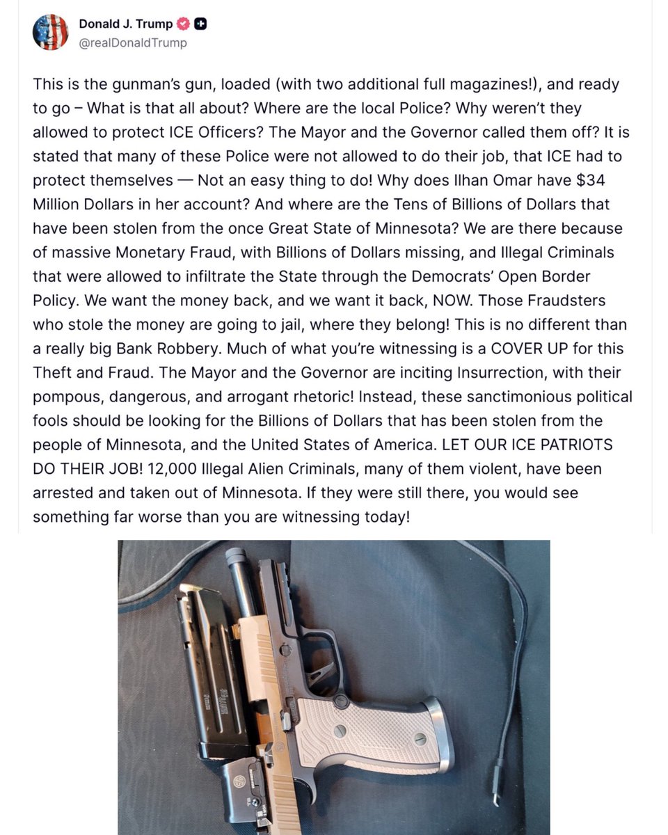 nicksortor's tweet image. 🚨 BREAKING: President Trump GOES OFF on Tim Walz and Mayor Frey for “INCITING AN INSURRECTION”

“The Mayor and the Governor are inciting Insurrection, with their pompous, dangerous, and arrogant rhetoric!”

“Why weren't they allowed to protect ICE Officers? The Mayor and the