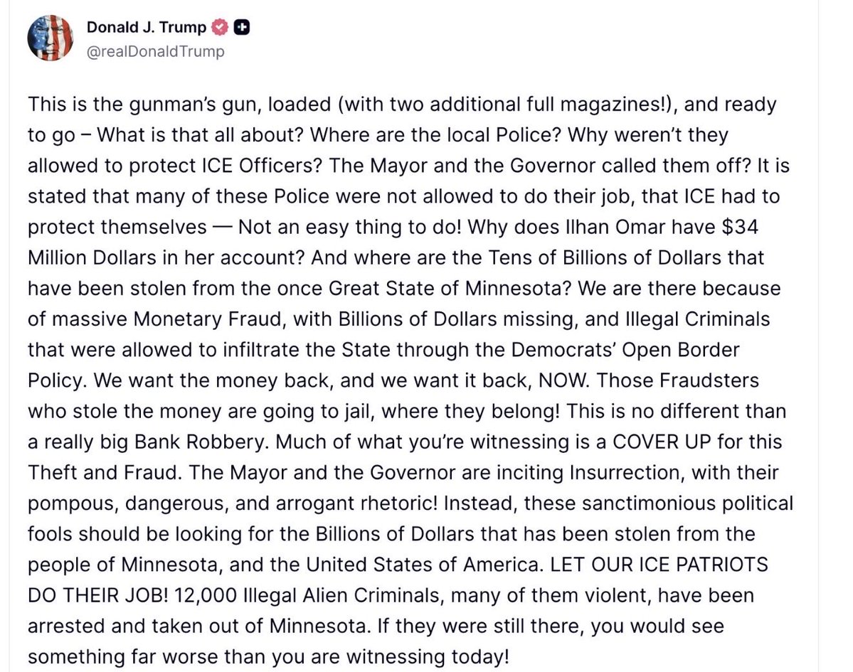 BREAKING 🚨 President Trump comes out in FULL support of ICE Officers acting in self defense today

KEEP UNCOVERING THE FRAUD