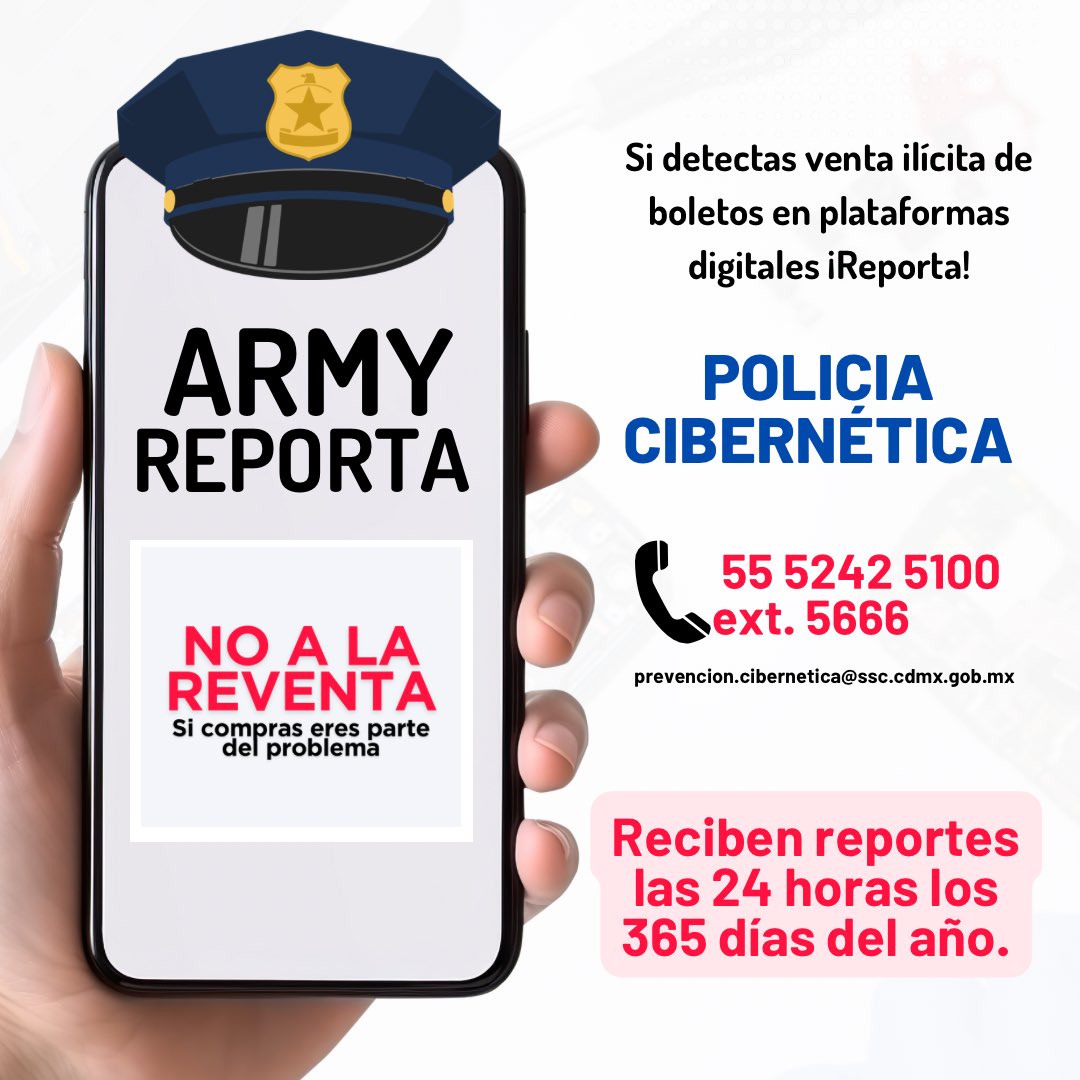 mxcharts's tweet image. Si identifican revendedores en plataformas digitales pueden reportarlos a la Policía Cibernética 

Recuerden ser lo más específicos posibles en su reporte 

❌ No más abusos 
❌ No más revendedores 

TICKETMASTER NO CUMPLE 
#PreventaJustaBTS #NoALosRevendedores