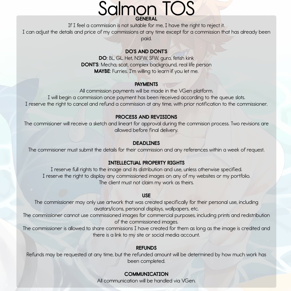 SALMON FIRST VGEN COMMISSION OPEN YAY🥳
After so long I finally wanna try opening commission again but this time on Vgen! So if you’re interested feel free to visit my vgen acc! vgen.co/sushisalmon

Your support means so much to me! 🫶🏻 
#VGenComm