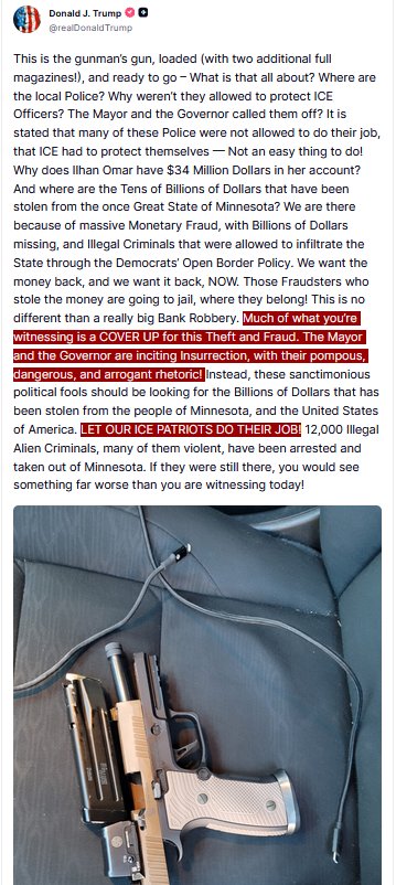 President Trump statement on new shooting by ICE in Minneapolis.