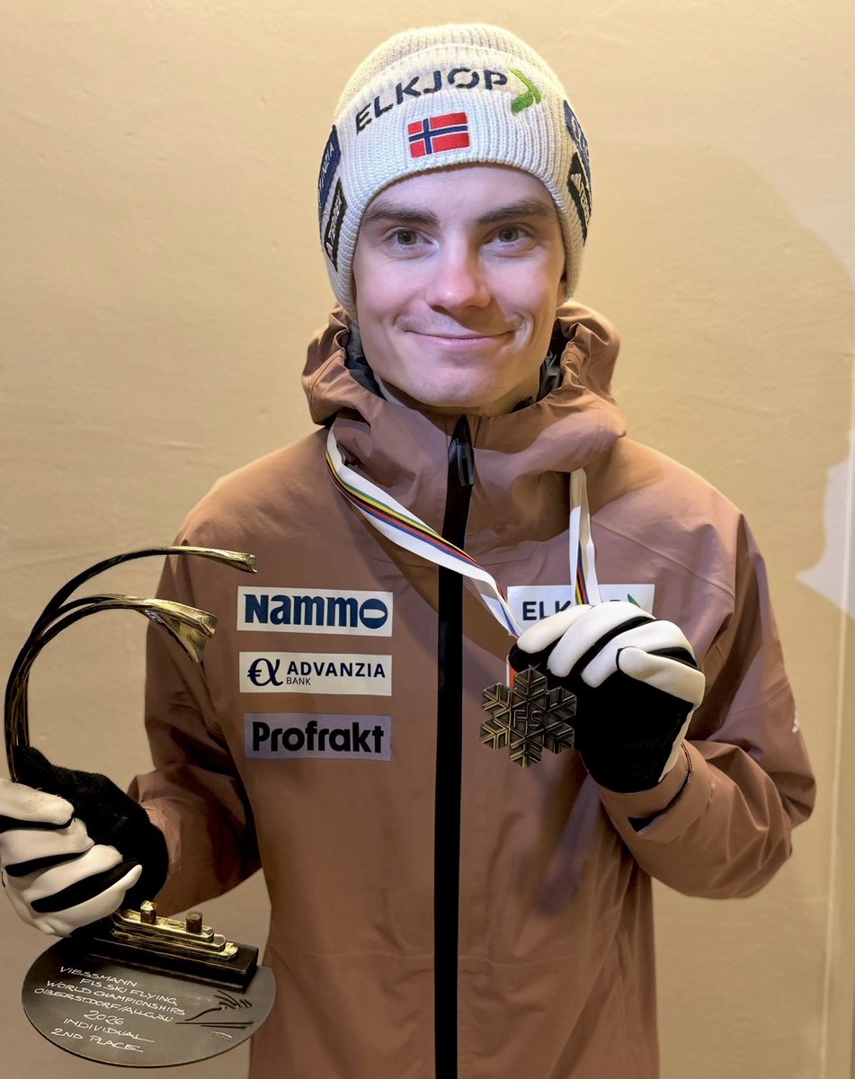 Norskijump's tweet photo. Marius with the silver medal 🥈😍 https://t.co/bhg1caeg1K