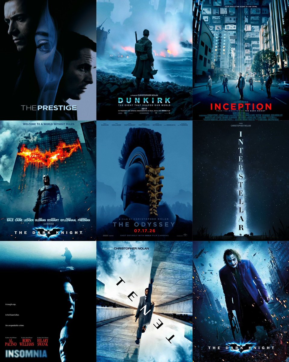tanik_tr's tweet image. Christopher Nolan, film afişlerinde daima mavi ve tonlarını kullanıyor