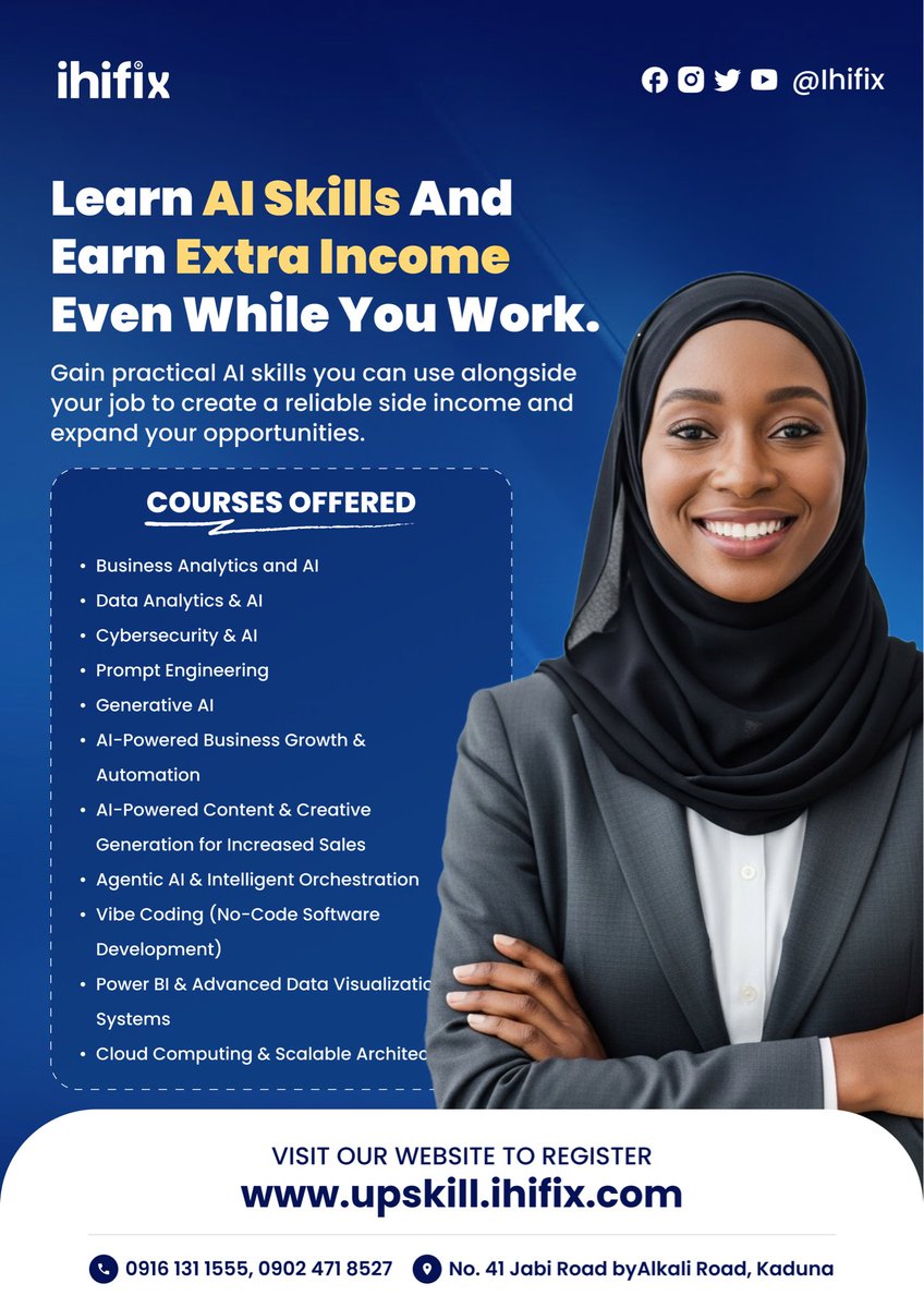 AI isn’t a career path, it’s a leverage tool.
The people earning more with AI aren’t louder, they are more skilled: 
Learn AI you can use alongside your job and turn it into an extra income.
Visit 👉 upskill.ihifix.com to learn more

#AI #FutureOfWork #Upskilling