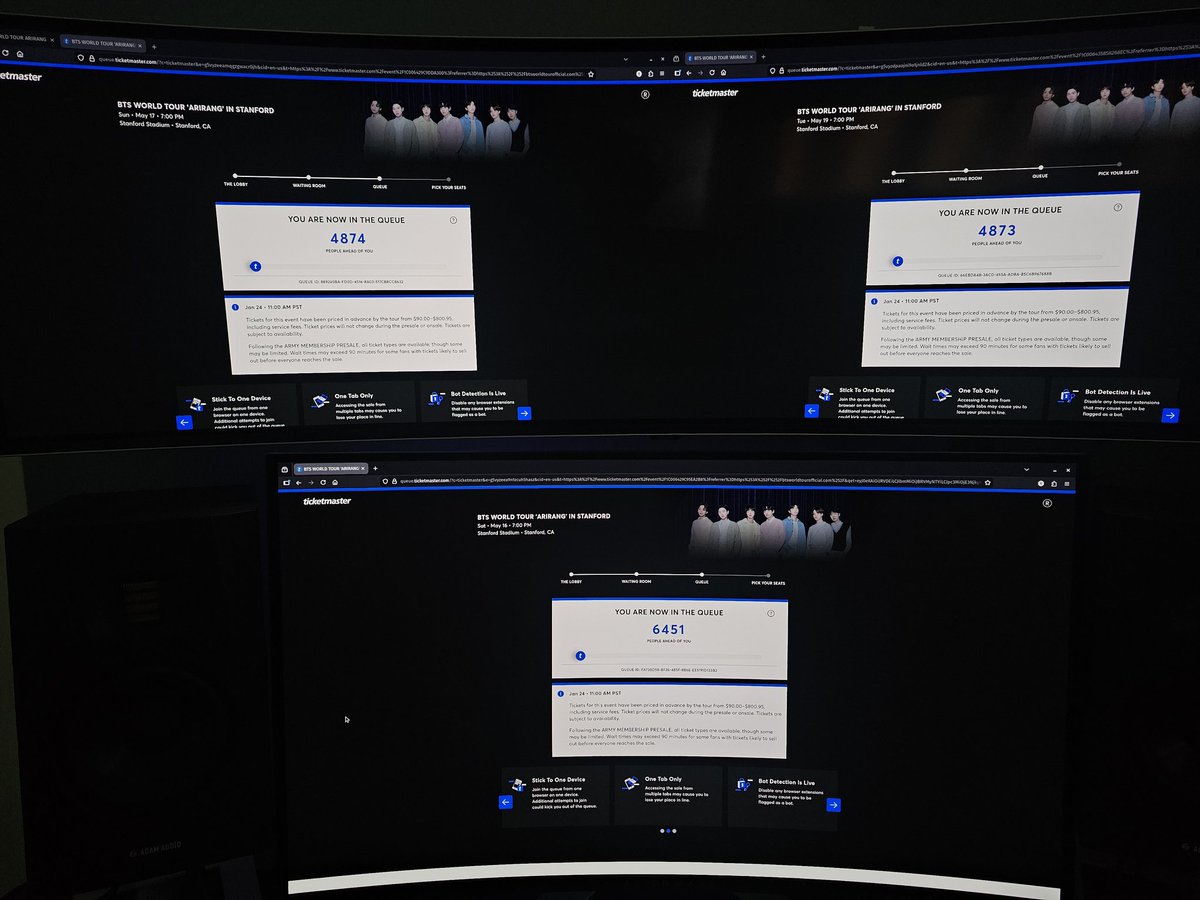 My account where I transferred 1 ticket to my girlfriend on the left and my brothers account where he rarely buys tickets on the right. Mind you I had consistent 50K queues in presale. NEVER TRANSFER TICKETS EVEN TO A FRIEND.  RIDICULOUS 
#BTS_WORLDTOUR