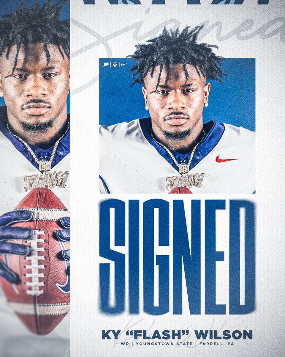 UConnFootball's tweet photo. Officially 𝓢𝓲𝓰𝓷𝓮𝓭 ✍️ Welcome to UConn Nation, @KylonWilson_! https://t.co/w0YNRryGkg