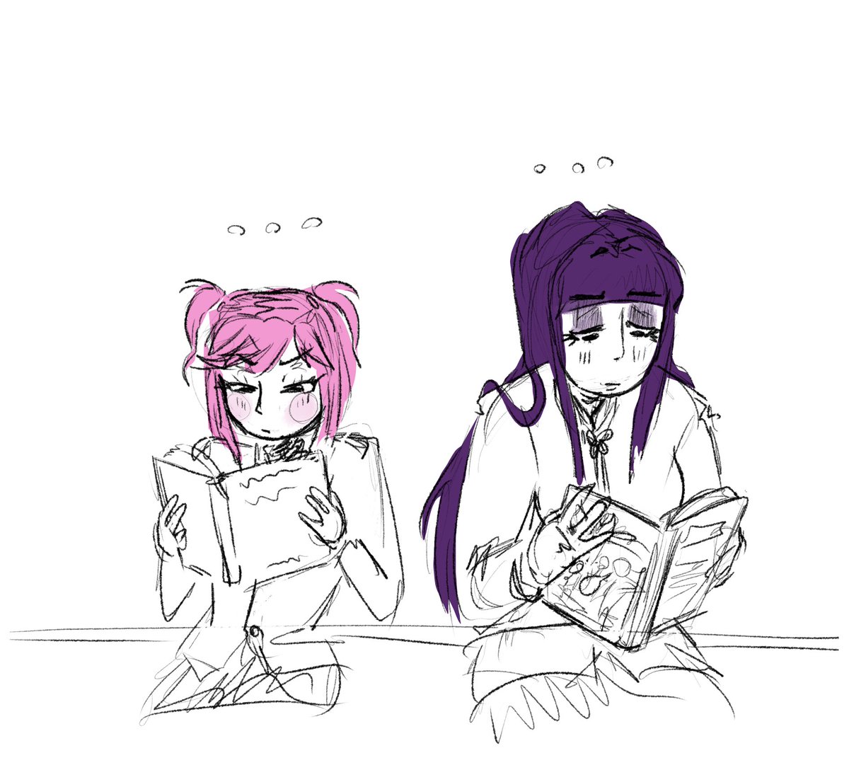 Default343's tweet image. Natsuri giving each other reading recs... idk man I'm just doodling some bullshit

#DokiDokiLiteratureClub #DDLC