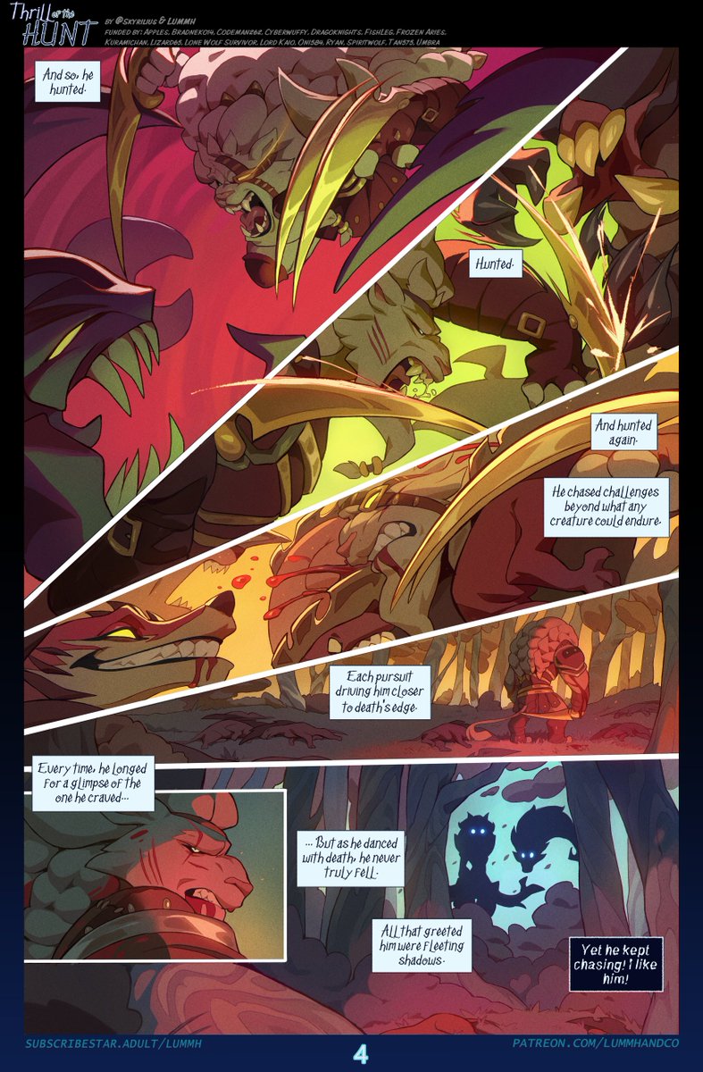 Chilllum1's tweet photo. THRILL OF THE HUNT pages 1 to 4, featuring Kindred and Rengar from League of Legends!
Made alongside @Skyrilius https://t.co/eXzEOwaiSg
