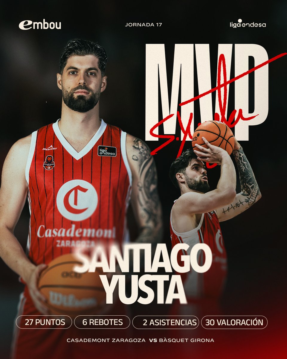 Santi Yusta (<a href="/santiagoyusta/">Santiago Yusta</a>) MVP <a href="/embou_com/">Embou</a> del encuentro 🆚 <a href="/BasquetGirona/">Bàsquet Girona</a>