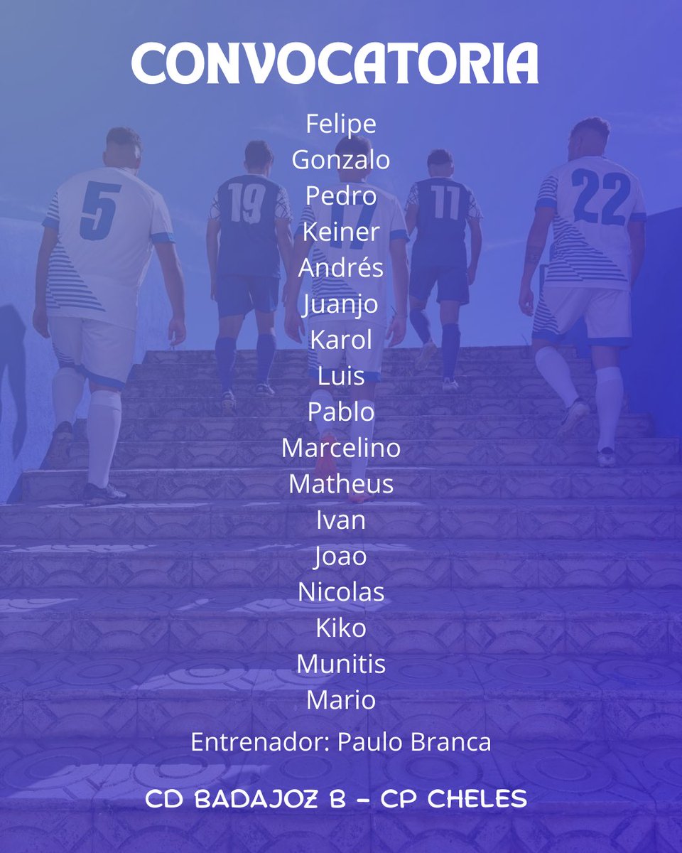 📢⚽ 𝐂𝐎𝐍𝐕𝐎𝐂𝐀𝐓𝐎𝐑𝐈𝐀 ⚽📢

<a href="/c/">c</a>dbadajoz__b vs @c.p.cheles 

#decimocuartajornada #liga25_26 #vamoscheles