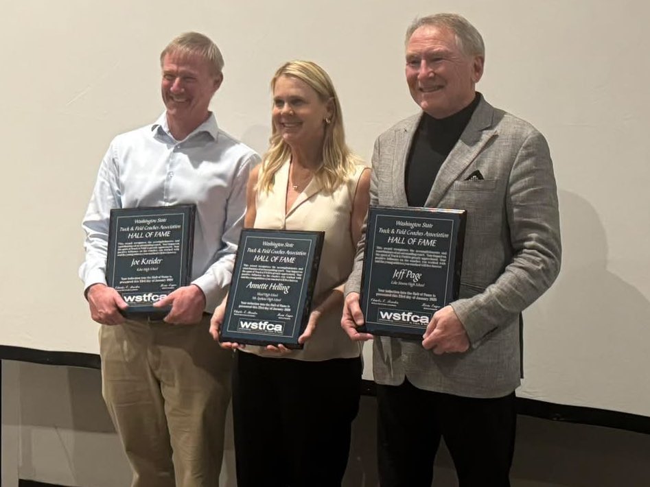 Congratulations Coach Joe Krieder! Inducted into the Washington State Track &amp; Field Coaches Association Hall of Fame last night in Tacoma.
