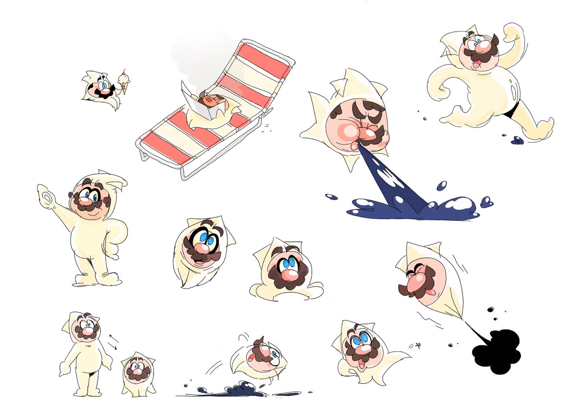 joolianlee's tweet image. old art of some hypothetical mario power ups!